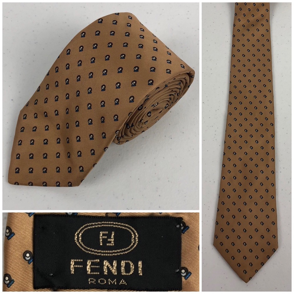 Fendi Tie All Over Multicolor Geometric Vintage